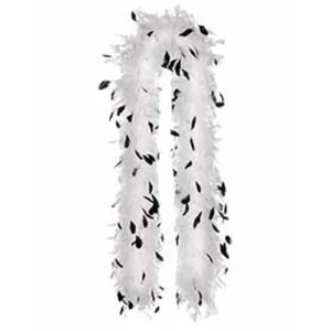Roaring 20's White Feather Boa with Black Feathers