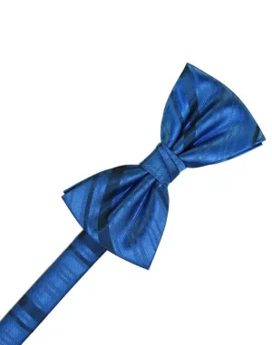 Royal Blue Striped Satin Kids Bow Tie