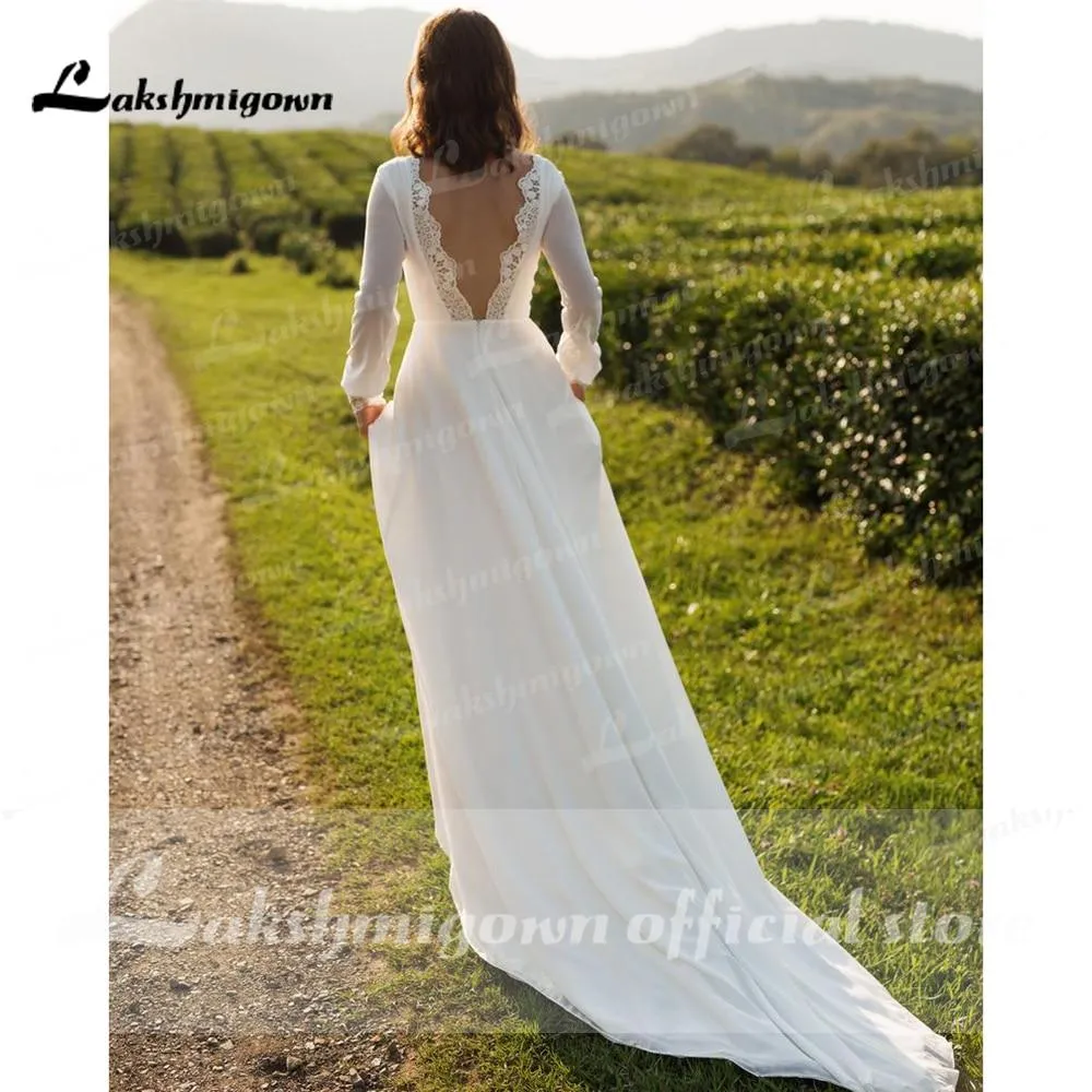 Roycebridal Two Pieces Short Sleeve O Neck Wedding Dresses Elegant
