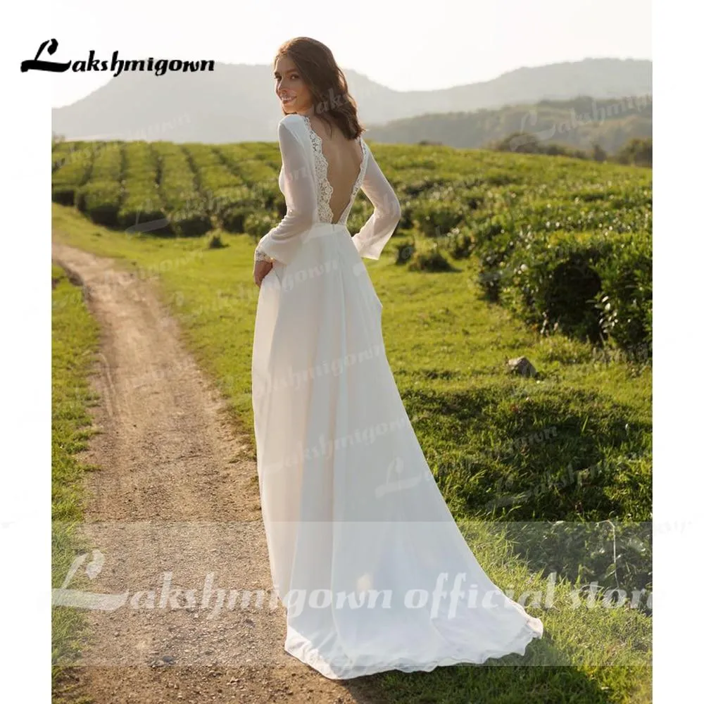 Roycebridal Two Pieces Short Sleeve O Neck Wedding Dresses Elegant