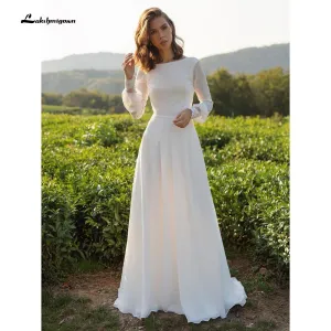 Roycebridal Two Pieces Short Sleeve O Neck Wedding Dresses Elegant