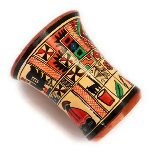 Rustic Kero Ceramic Vase Inca Culture Design Hand-Painted with Liner Glaze. 4.25" Tall