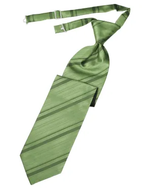Sage Striped Satin Kids Necktie
