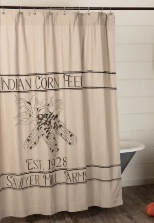 Sawyer Mill Charcoal Corn Feed Shower Curtain