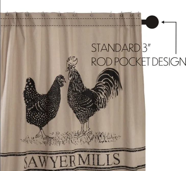 Sawyer Mill Charcoal Poultry Shower Curtain
