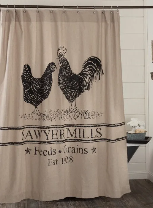 Sawyer Mill Charcoal Poultry Shower Curtain