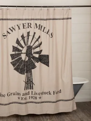 Sawyer Mill Charcoal Windmill Shower Curtain