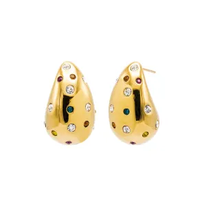 Scattered Multi Color Teardrop Drop Stud Earring