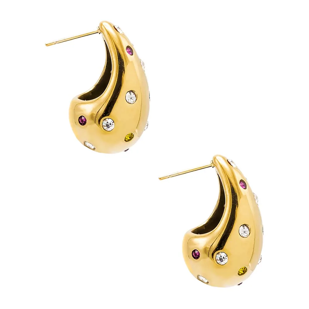 Scattered Multi Color Teardrop Drop Stud Earring