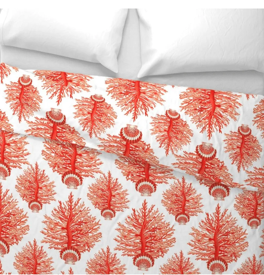 SEA BLOOMS DUVET IN ORANGE