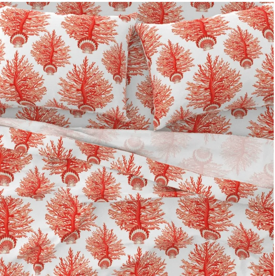 SEA BLOOMS DUVET IN ORANGE