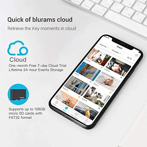 Security Camera 2K, blurams Baby Monitor Dog Camera 360-degree for Home Security w/ Smart Motion Tracking, Phone App, IR Night Vision, Siren, Works with Alexa & Google Assistant & IFTTT, 2-Way Audio