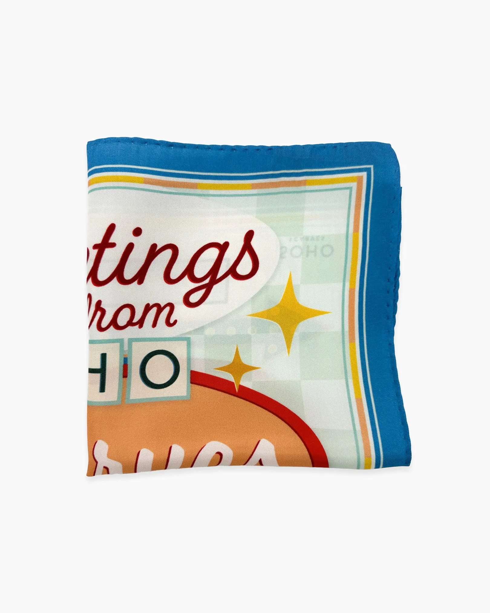 Silk 1950's Headscarf - Soho Sign Blue