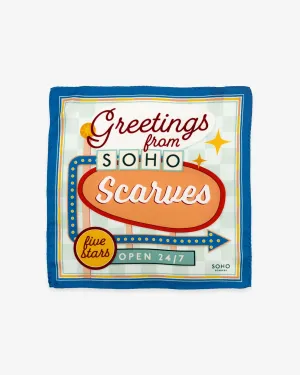 Silk 1950's Headscarf - Soho Sign Blue
