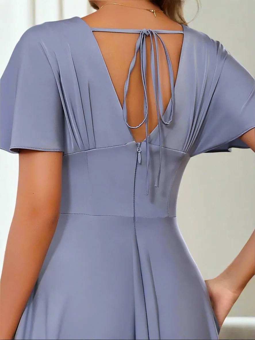 Simple A-Line Chiffon V-Neck Floor Length Mother of The Bride Dresses