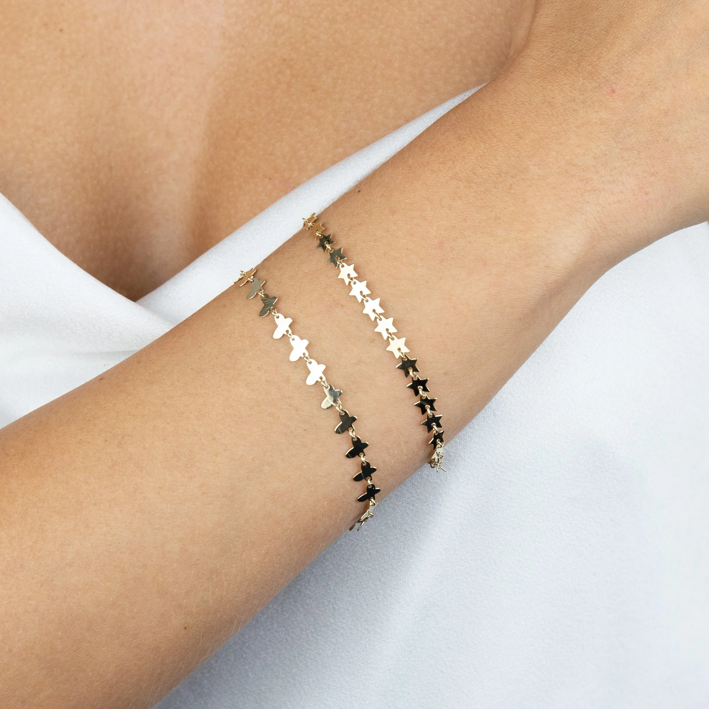 Solid Multi Butterfly Bracelet 14K