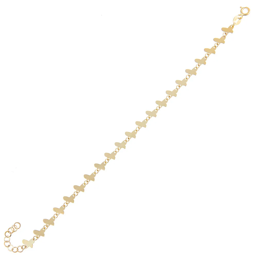 Solid Multi Butterfly Bracelet 14K