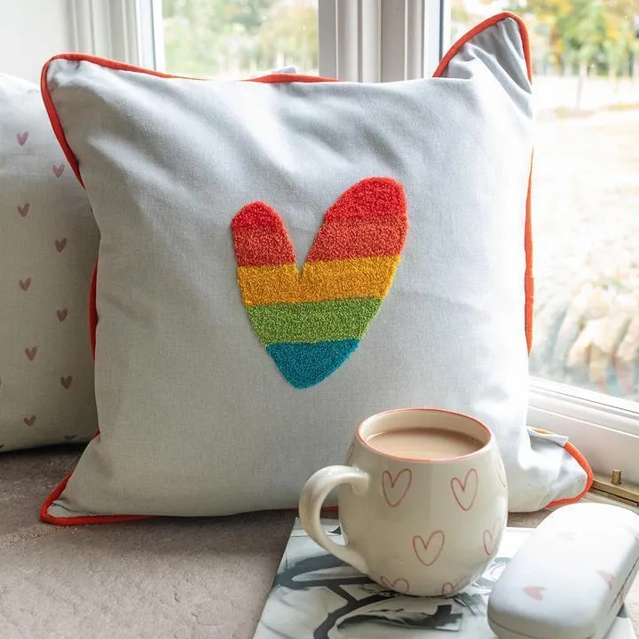 Sophie Allport Hearts Multi Embroidered Cushion