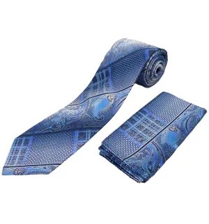 Stacy Adams Tie and Handkerchief - Blue Dapper Paisley T13