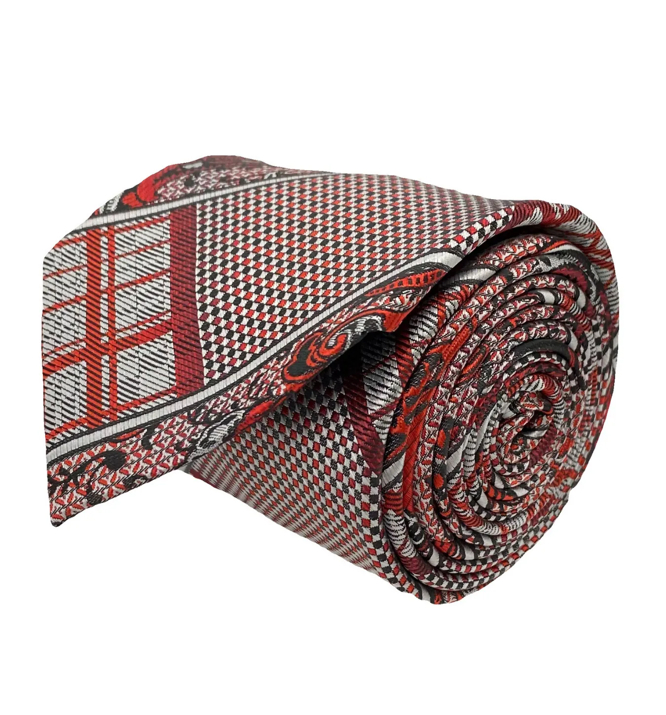 Stacy Adams Tie and Handkerchief - Red Dapper Paisley T69