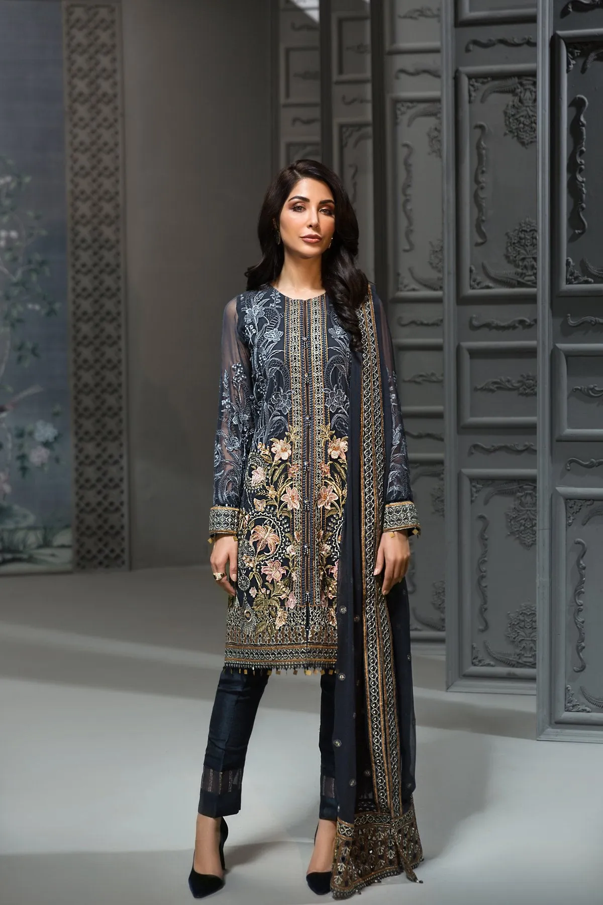 Stylish Pakistani Chiffon Designer Dress for Party #J4352