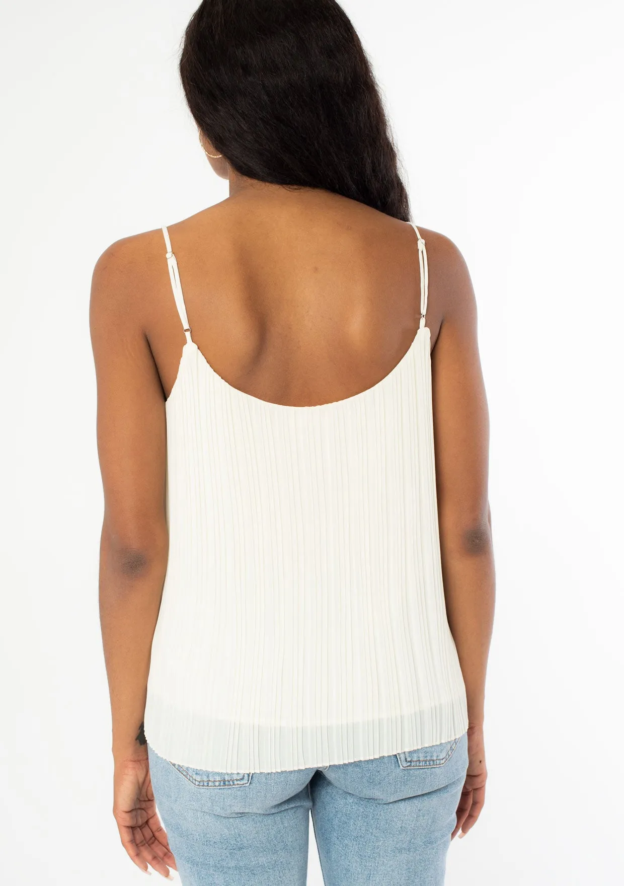 Sweet Pleats Lace Trim Cami