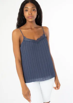 Sweet Pleats Lace Trim Cami