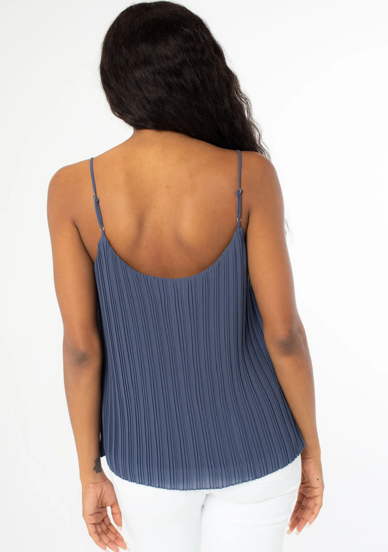 Sweet Pleats Lace Trim Cami
