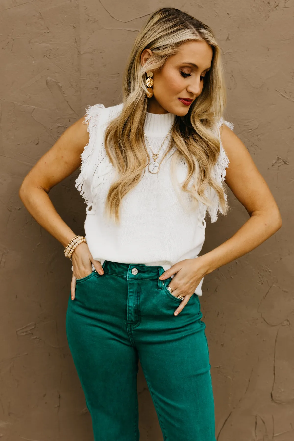 The Kingston Woven Tasseled Sleeveless Sweater