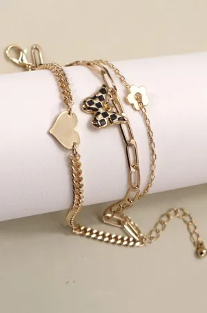 The sweetheart Checkered Gold Bracelet