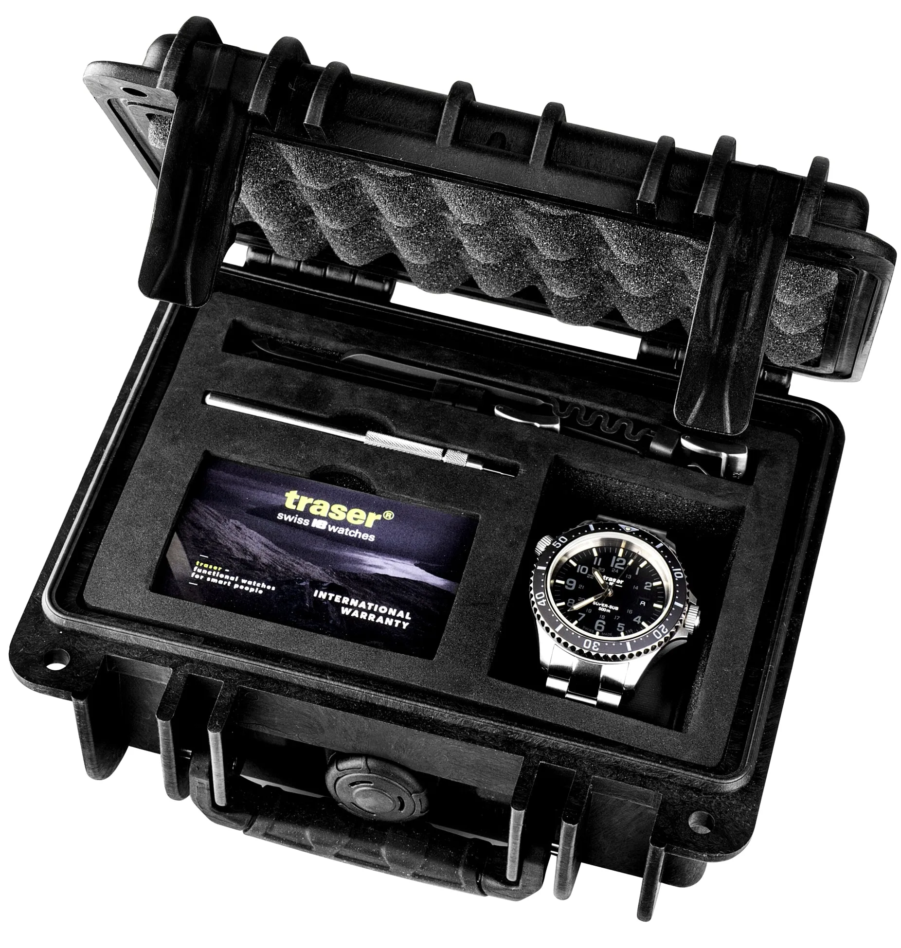 Traser Limited Edition P67 Super-Sub 500 Meter TRITIUM Dive Watch Set,  Black Dial 109376