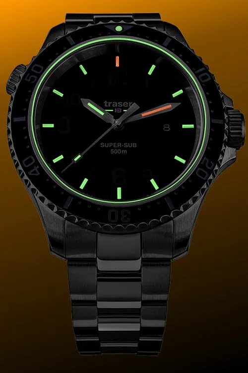 Traser P67 Super-Sub 500 Meter TRITIUM Professional Dive Watch,  Black Dial 109378