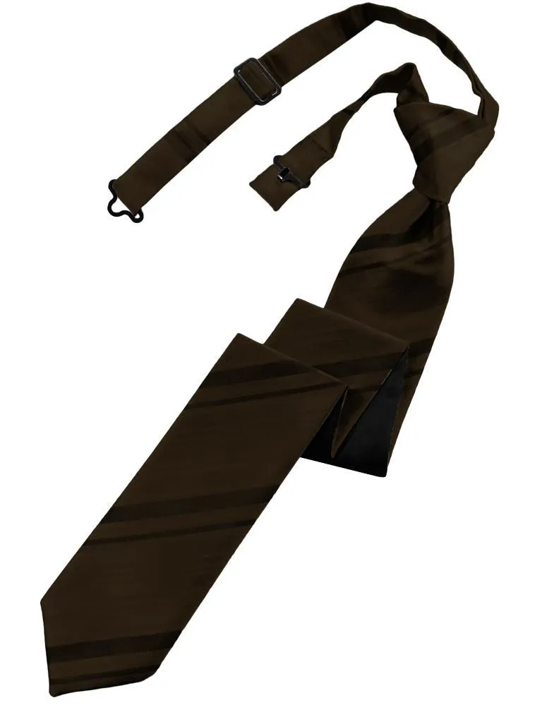Truffle Striped Satin Skinny Necktie