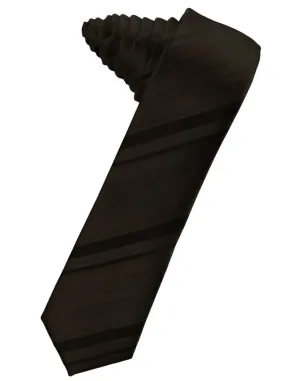 Truffle Striped Satin Skinny Necktie