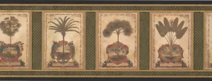 Vintage Squares Palm Acanthus Sage AU5082B Wallpaper Border