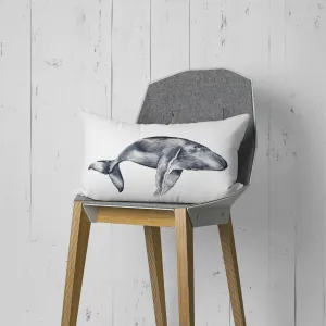 Whale Pillow - Nautical rectangular decor with a sweet gray whale, perfect for kids' rooms & ocean-themed gifts! | Preppy Coastal Collection