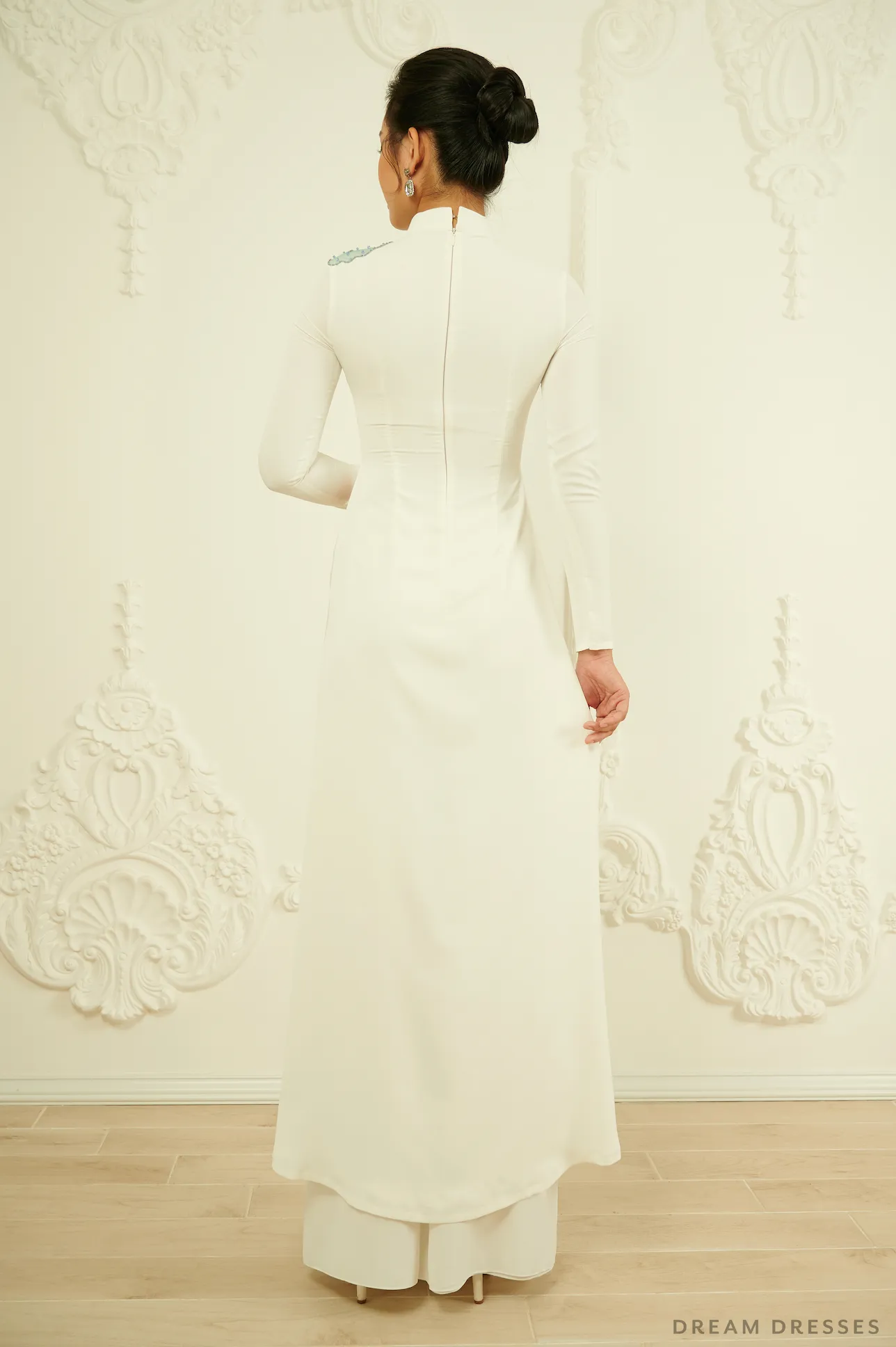 White Bridal Ao Dai | Traditional Vietnamese Bridal Dress (#VIOLA)