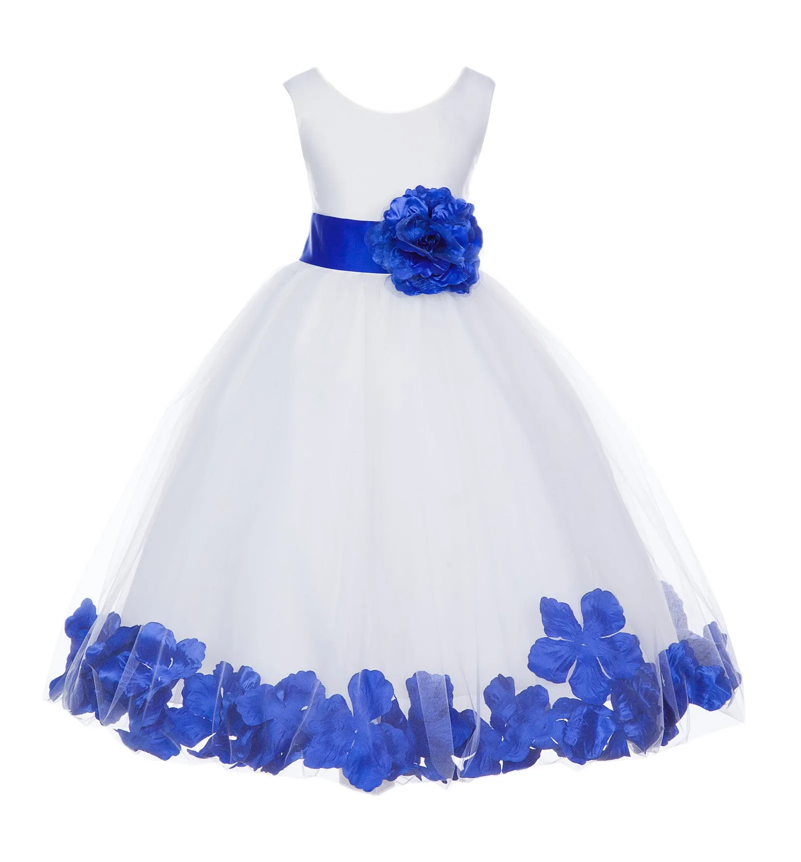 White Tulle Floral Petals Flower Girl Dress Special Occasions Junior Pageant Wedding Holiday 302S(3)