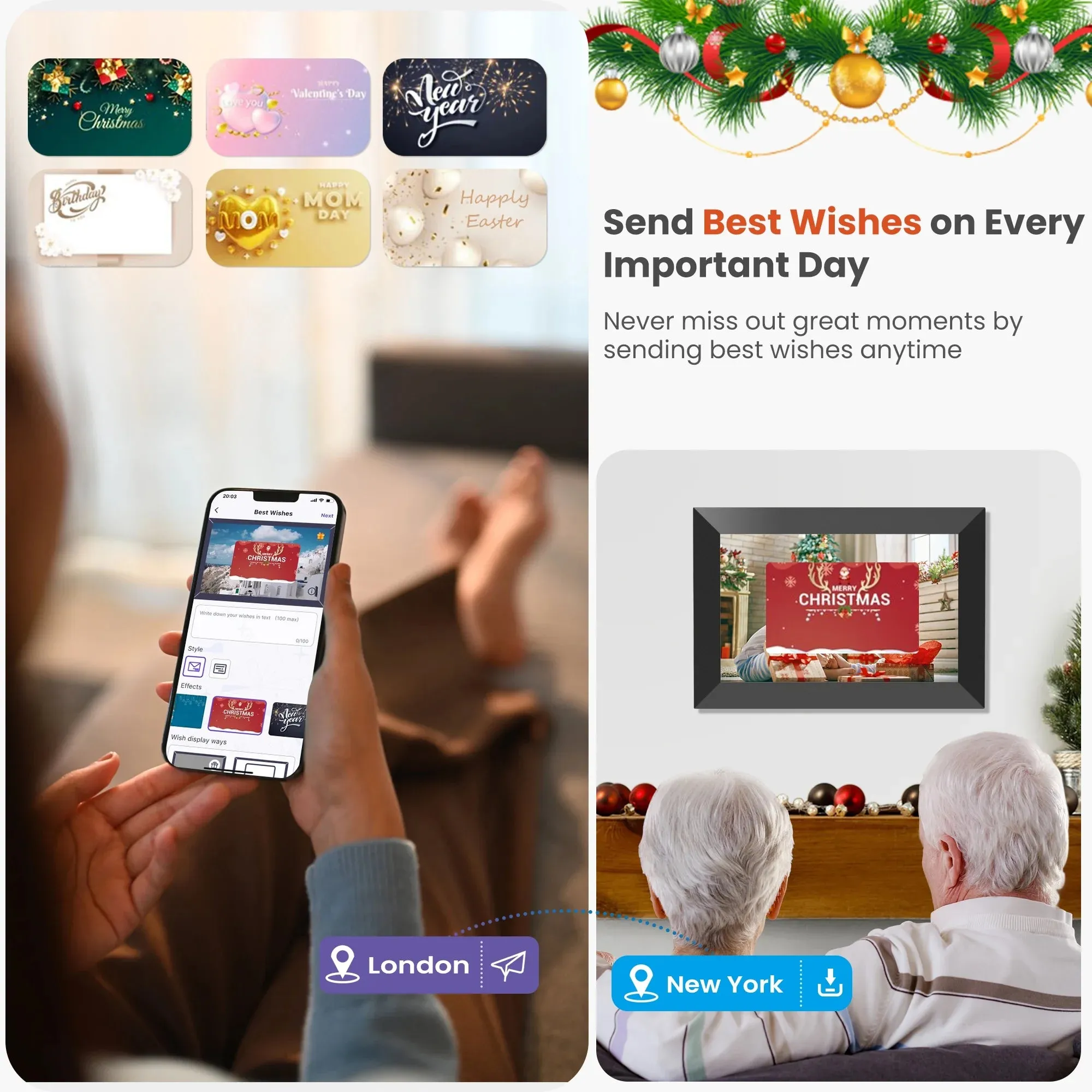 Wifi Digital Picture Frame 10.1" , Digital Photo Frames Touch Screen with 32G Memory, HD Electric Digital Frame Support Wall Mount, Auto-Rotate, Share Instant Photo from Anywhere, Best Gifts