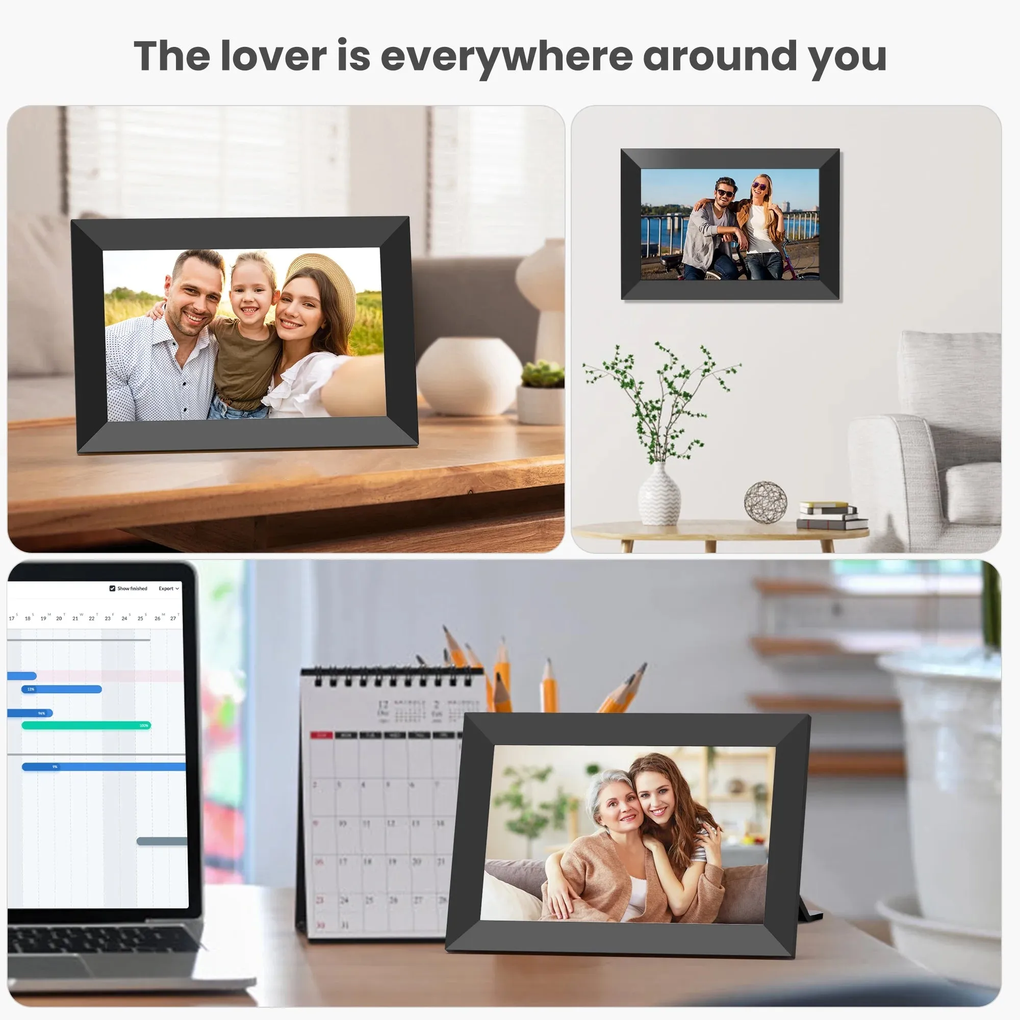 Wifi Digital Picture Frame 10.1" , Digital Photo Frames Touch Screen with 32G Memory, HD Electric Digital Frame Support Wall Mount, Auto-Rotate, Share Instant Photo from Anywhere, Best Gifts