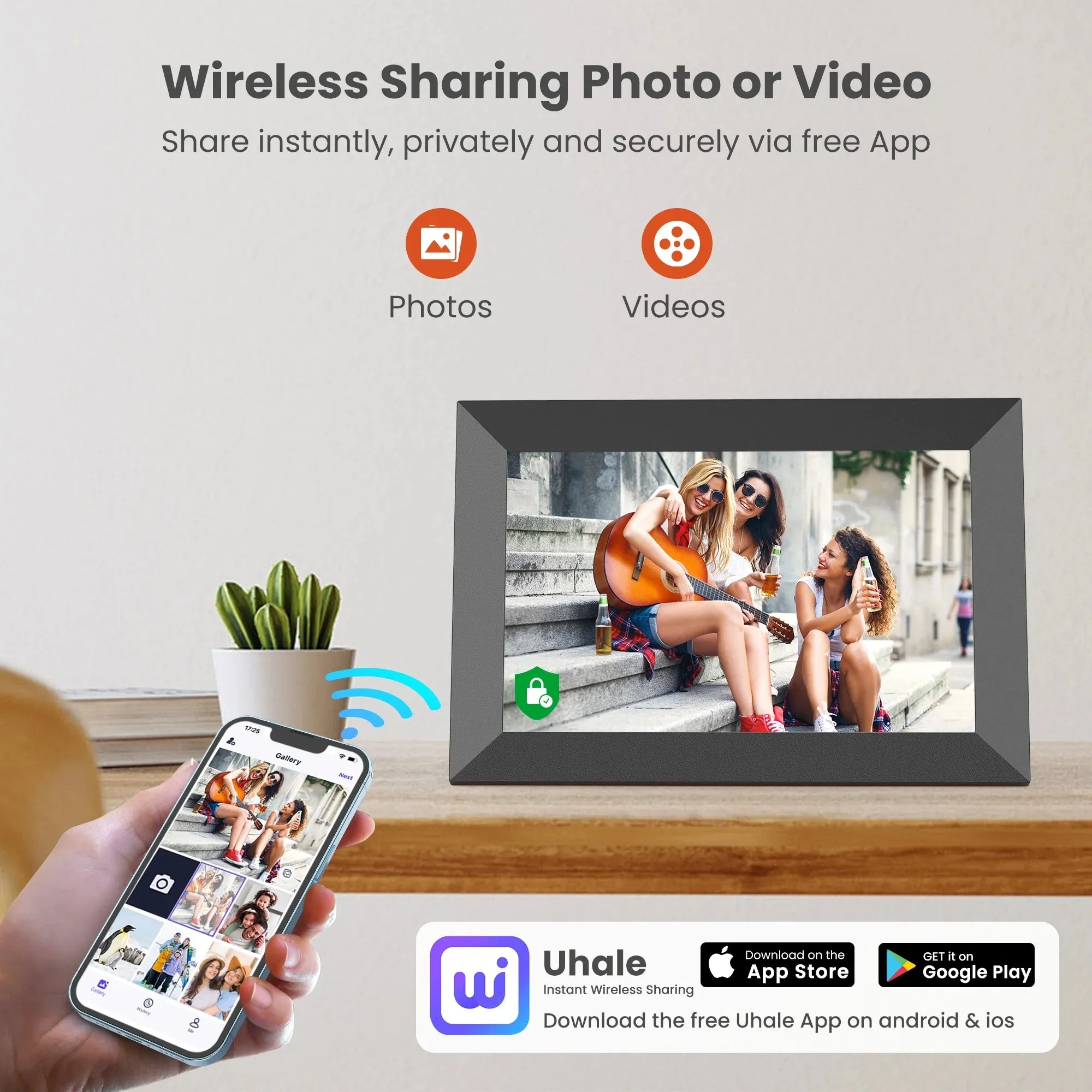 Wifi Digital Picture Frame 10.1" , Digital Photo Frames Touch Screen with 32G Memory, HD Electric Digital Frame Support Wall Mount, Auto-Rotate, Share Instant Photo from Anywhere, Best Gifts