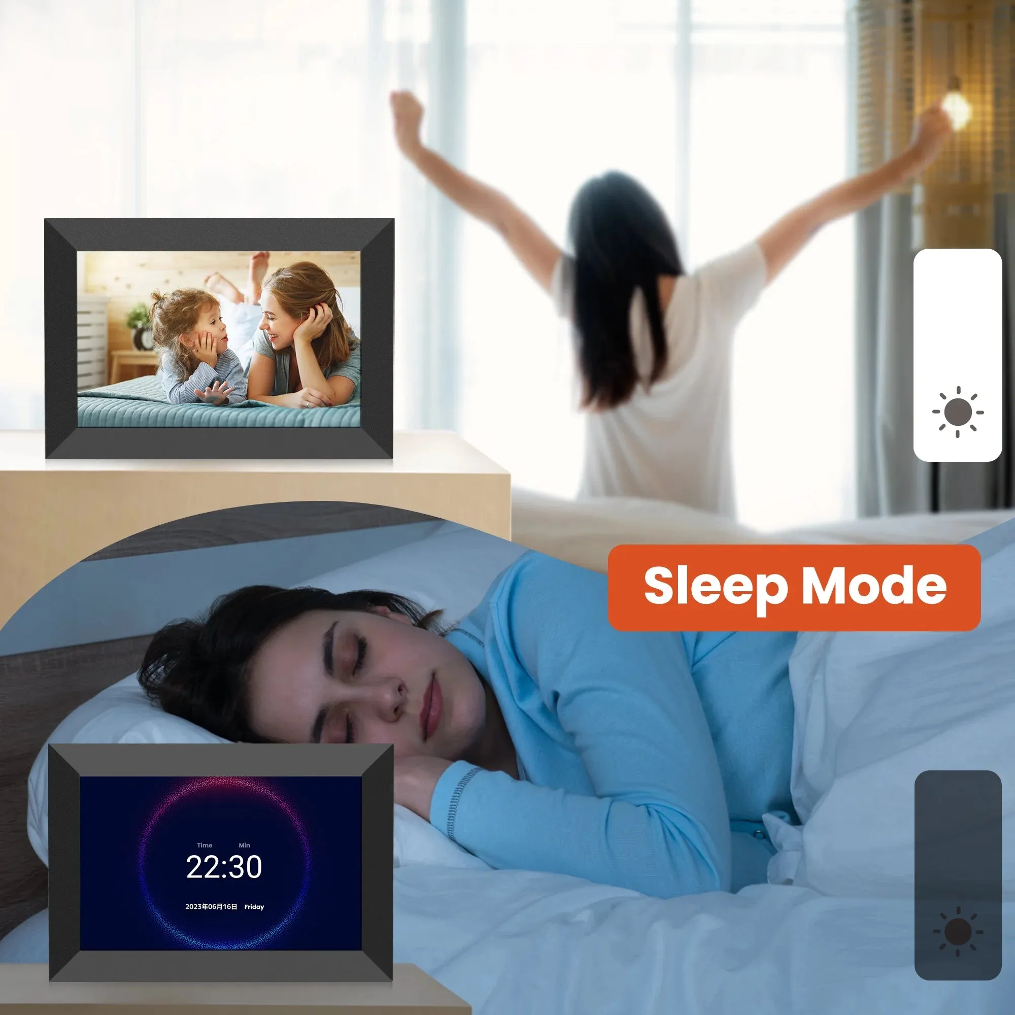 Wifi Digital Picture Frame 10.1" , Digital Photo Frames Touch Screen with 32G Memory, HD Electric Digital Frame Support Wall Mount, Auto-Rotate, Share Instant Photo from Anywhere, Best Gifts