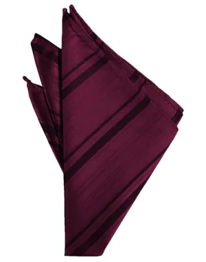Wine Striped Satin Pocket Square