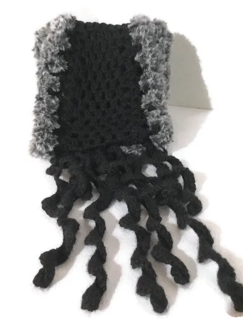 woman's scarf, handmade scarf, crochet scarf, winter scarf, black alpaca, andrea designs, the mink scarf,