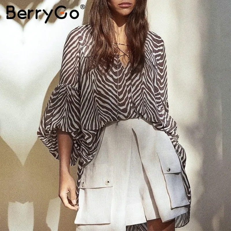 Women blouse shirt Zebra stripe