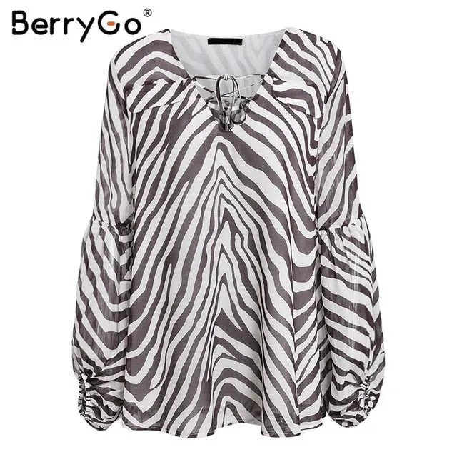 Women blouse shirt Zebra stripe