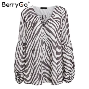 Women blouse shirt Zebra stripe