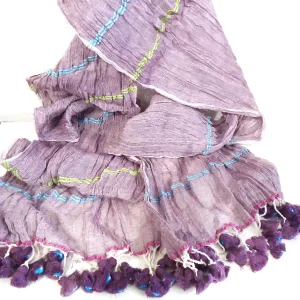 Woven Scarf with Tassels - Lavender