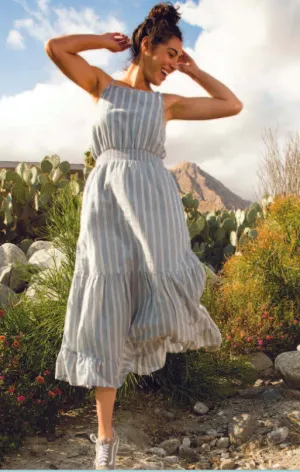 WS AIRBRUSH MAXI DRESS HIGH TIDE UNEVEN STRIPE - Final Sale