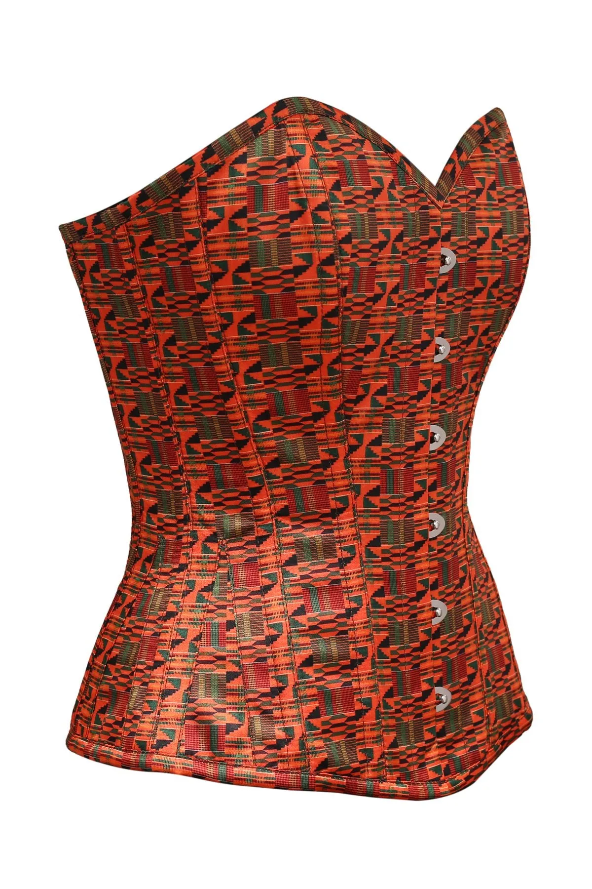 Zill African Print Polyester Satin Overbust Corset